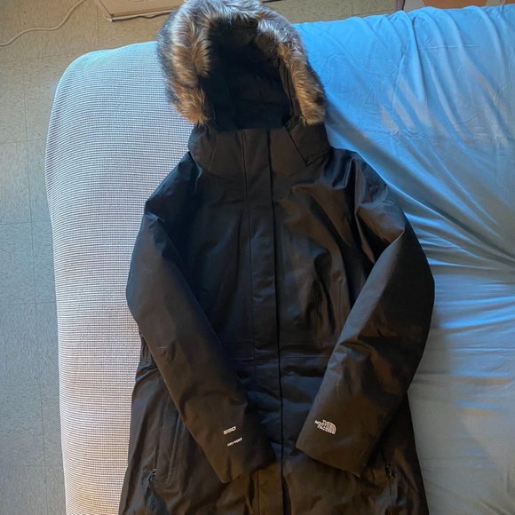 THE NORTH FACE, WOMEN PARKA JACKET, 550 DRY, VENT, BLACK, X-LARGE (NEVER USED)